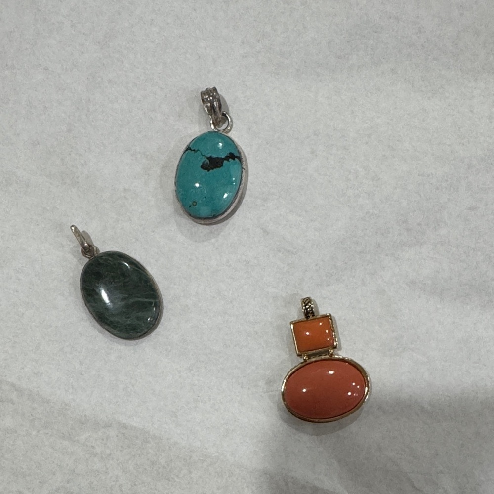 Elegant Turquoise and Coral Pendant Set